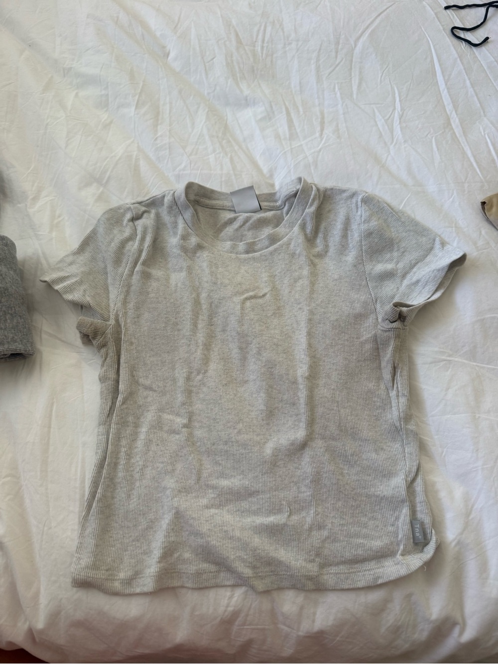 Aritzia ribbed light grey T-shirt